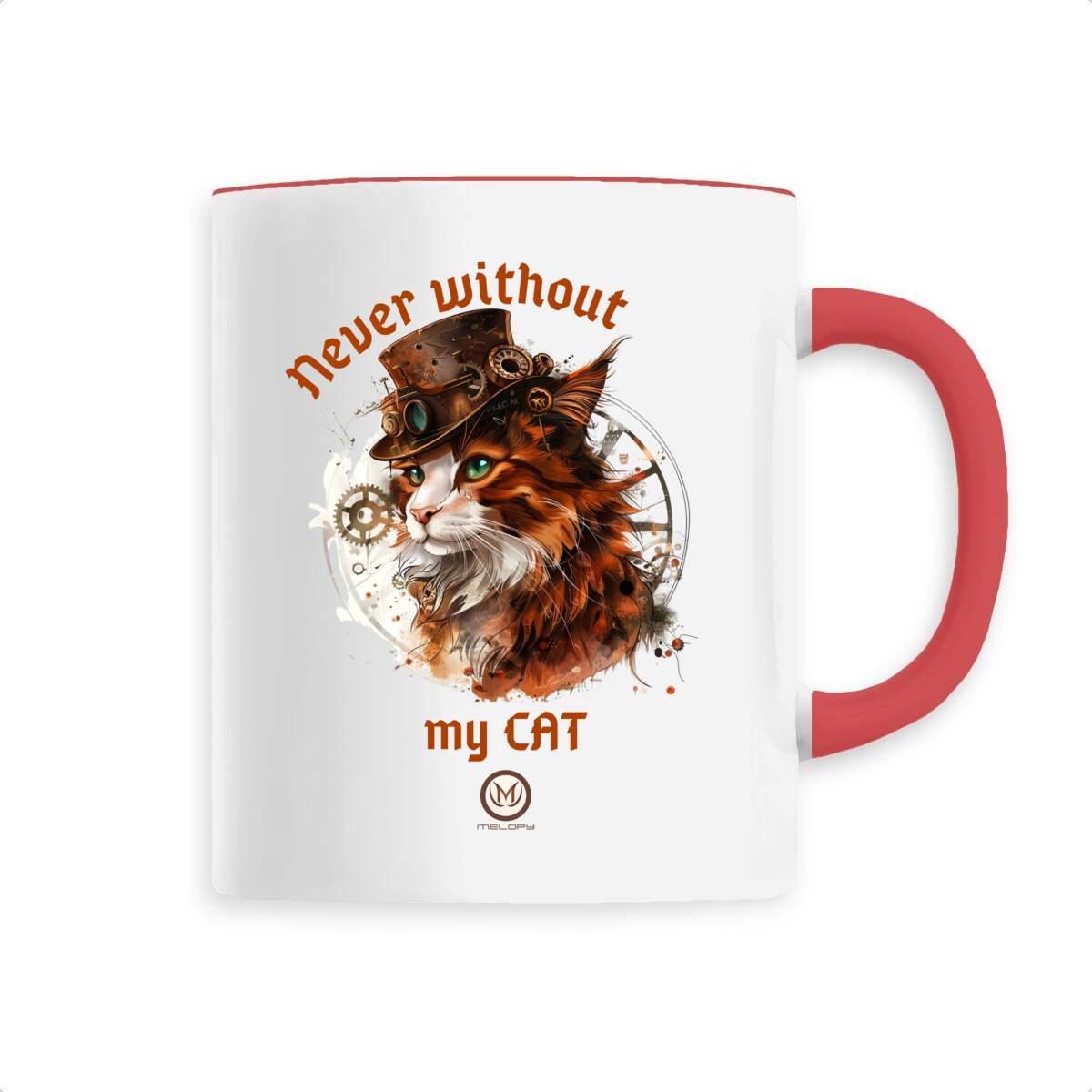 Never without my cat - Mug - Steampunk