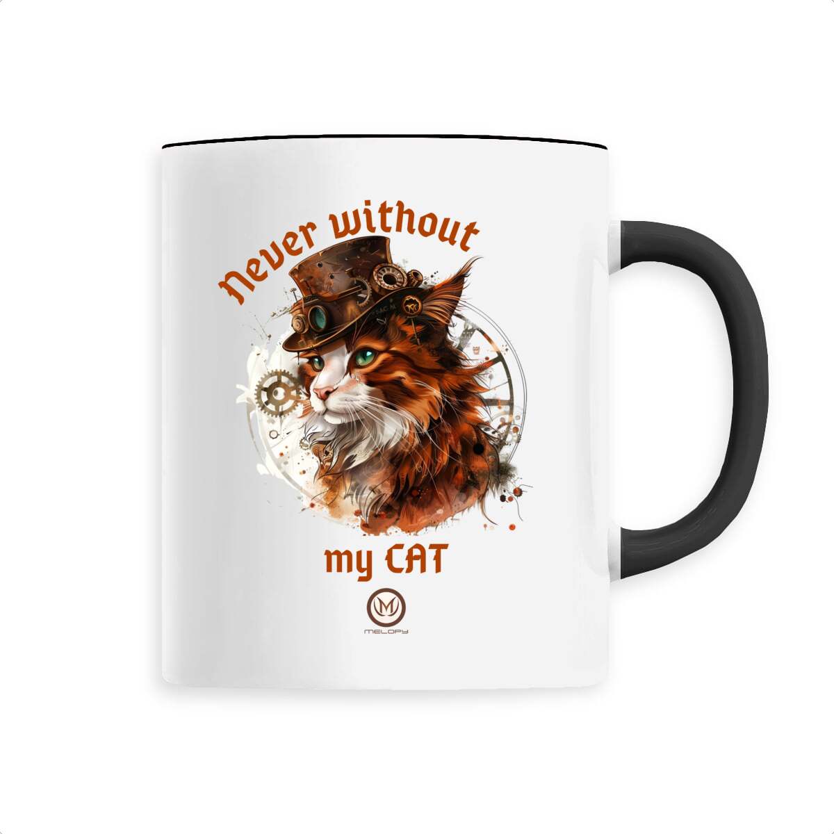 Never without my cat - Mug - Steampunk