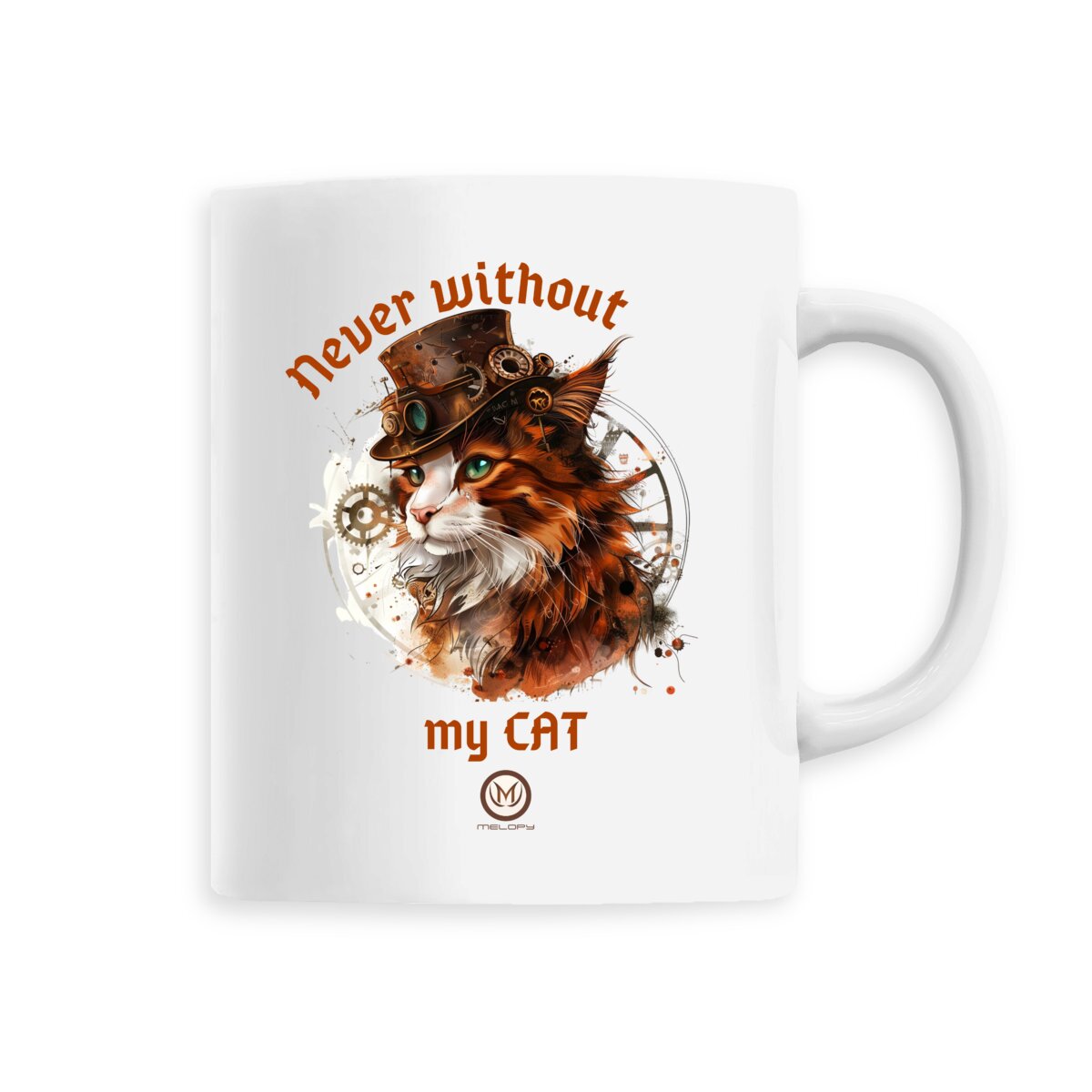 Never without my cat - Mug - Steampunk